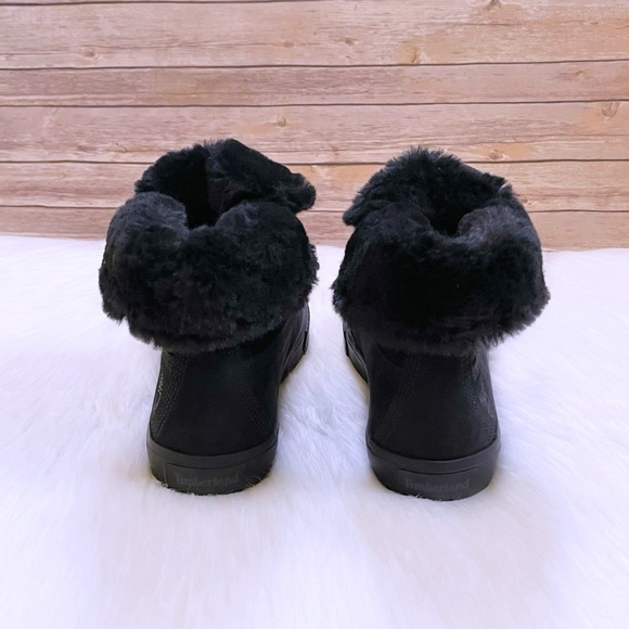 Timberland Skyla Bay Fleece Fold Down Black Sneaker Boots - Picture 7 of 8
